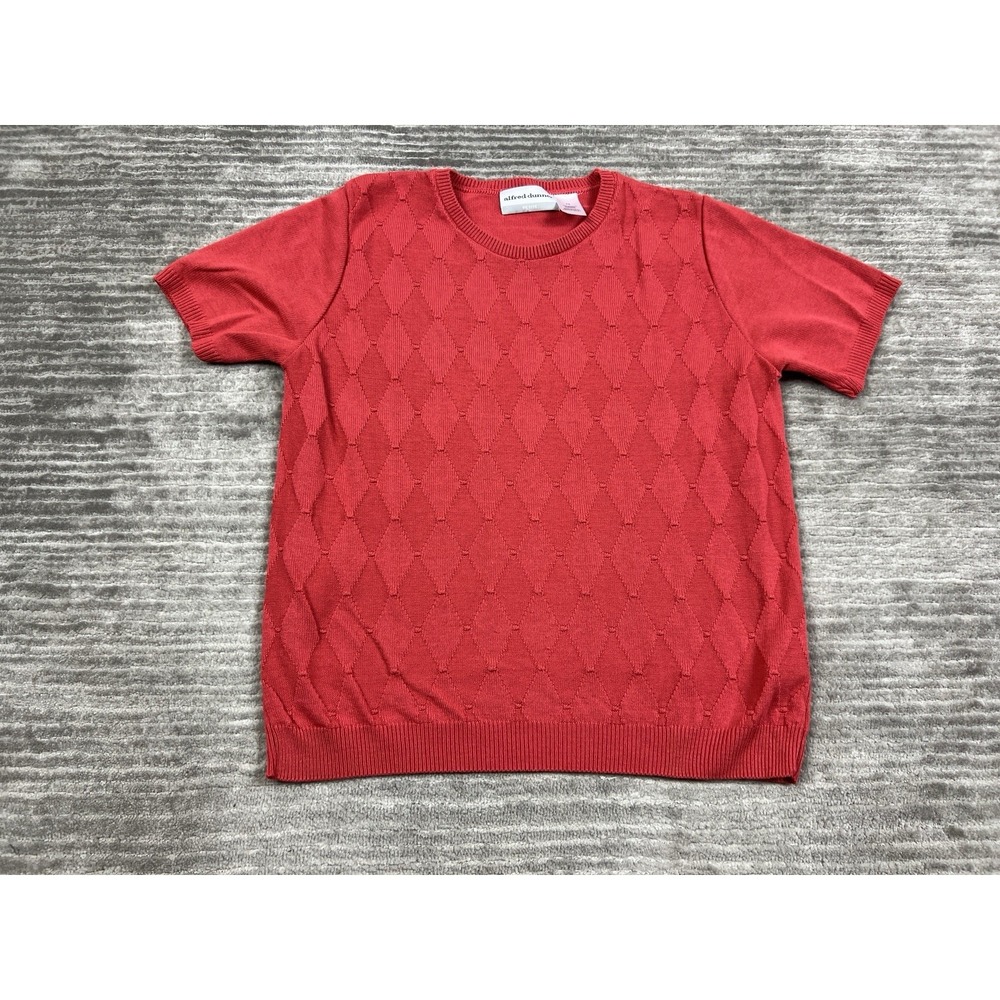 Alfred Dunner Sweater Womens Petite Small PS Red Short Sleeve Acrylic Made in US